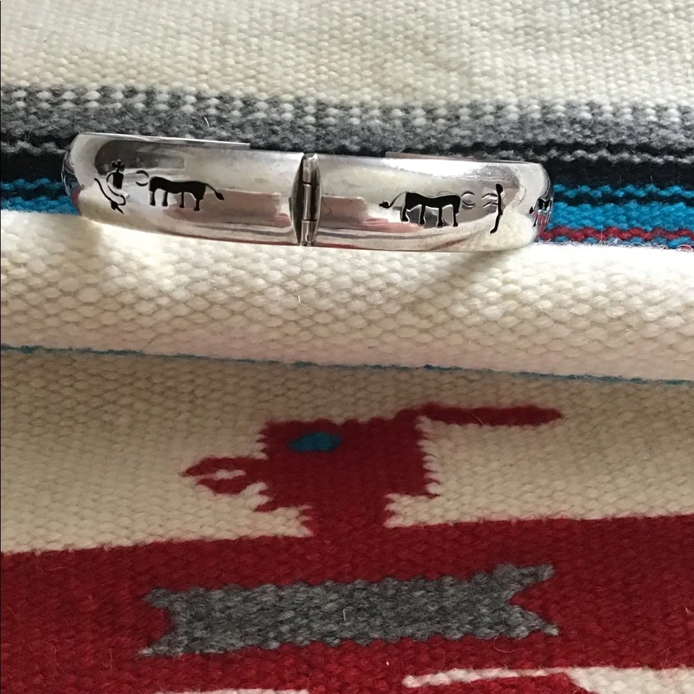 Vintage Sterling Silver 925 Bangle with Symbols - Picture 6 of 8